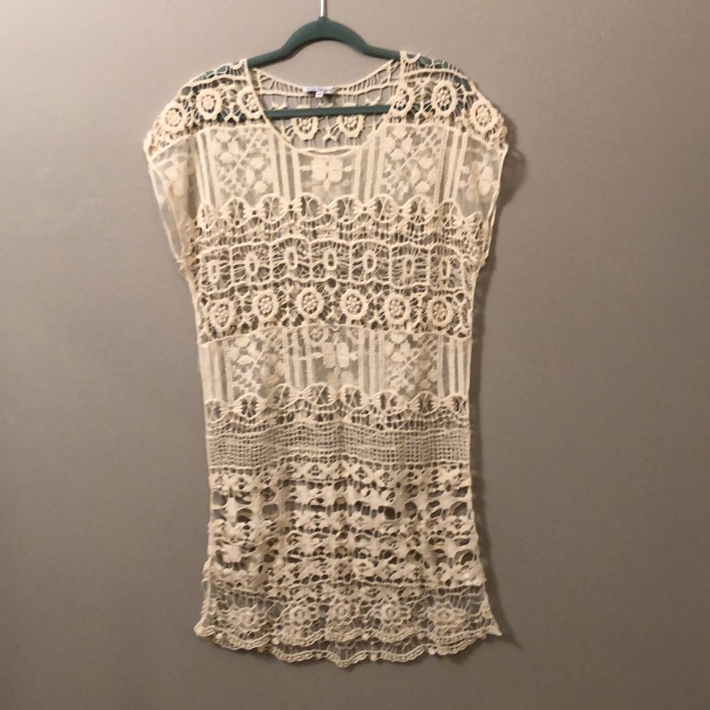 cream lace swimsuit coverup